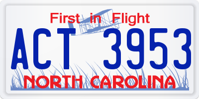 NC license plate ACT3953