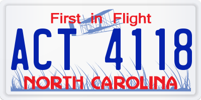 NC license plate ACT4118