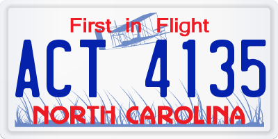 NC license plate ACT4135