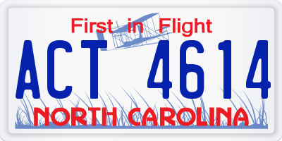 NC license plate ACT4614