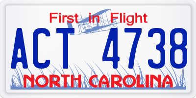 NC license plate ACT4738
