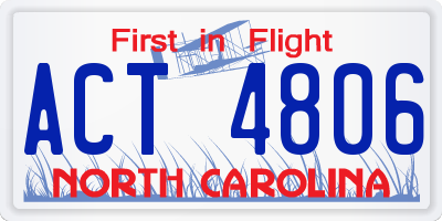 NC license plate ACT4806