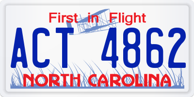 NC license plate ACT4862