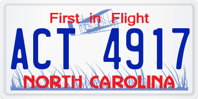 NC license plate ACT4917