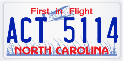 NC license plate ACT5114