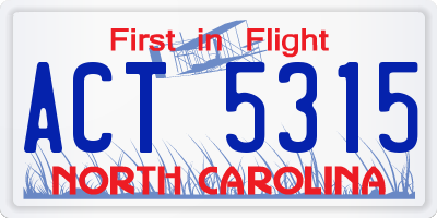 NC license plate ACT5315
