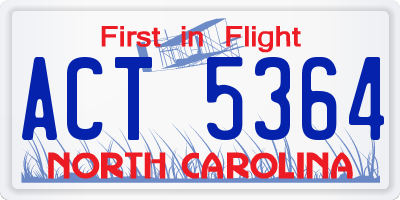 NC license plate ACT5364