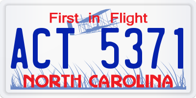 NC license plate ACT5371