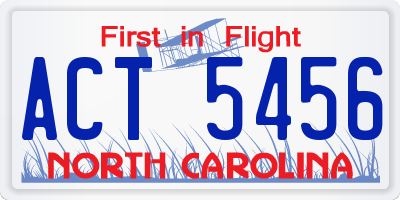 NC license plate ACT5456
