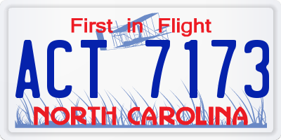 NC license plate ACT7173