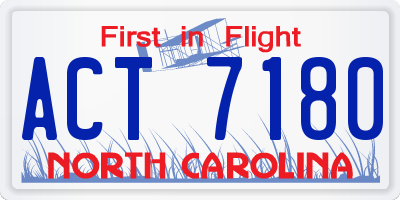 NC license plate ACT7180
