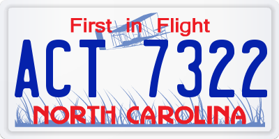 NC license plate ACT7322