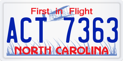 NC license plate ACT7363