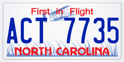 NC license plate ACT7735