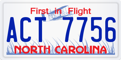 NC license plate ACT7756