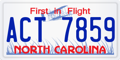 NC license plate ACT7859