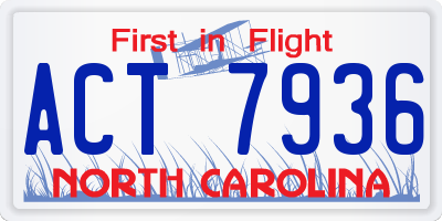 NC license plate ACT7936