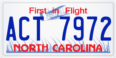 NC license plate ACT7972