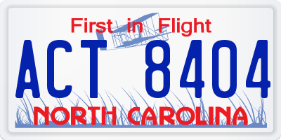 NC license plate ACT8404