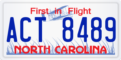 NC license plate ACT8489