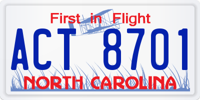 NC license plate ACT8701