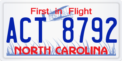 NC license plate ACT8792