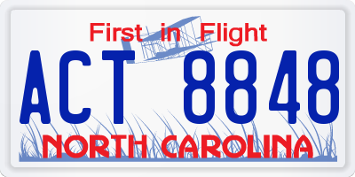 NC license plate ACT8848