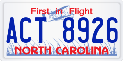 NC license plate ACT8926