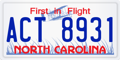NC license plate ACT8931