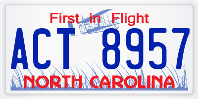 NC license plate ACT8957