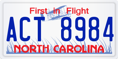 NC license plate ACT8984