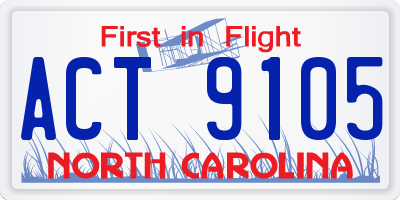 NC license plate ACT9105