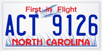 NC license plate ACT9126