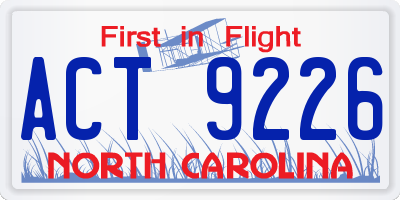 NC license plate ACT9226