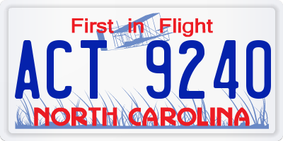 NC license plate ACT9240