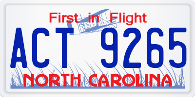 NC license plate ACT9265
