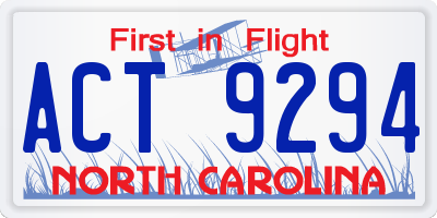 NC license plate ACT9294