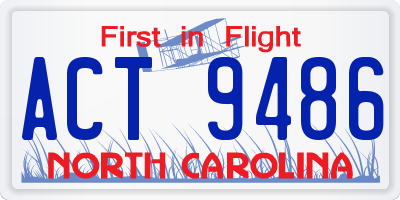 NC license plate ACT9486