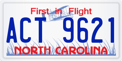 NC license plate ACT9621