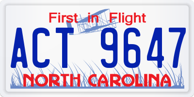 NC license plate ACT9647