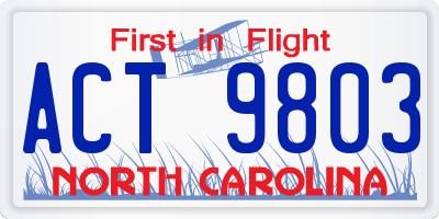 NC license plate ACT9803