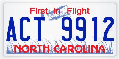 NC license plate ACT9912