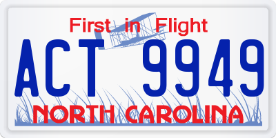 NC license plate ACT9949