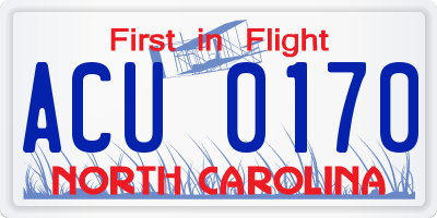 NC license plate ACU0170