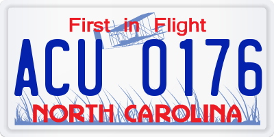 NC license plate ACU0176