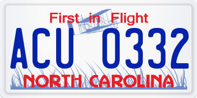 NC license plate ACU0332