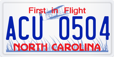 NC license plate ACU0504