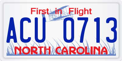 NC license plate ACU0713