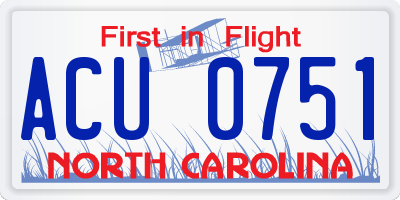 NC license plate ACU0751