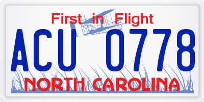 NC license plate ACU0778